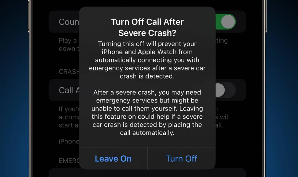 天山苹果14维修分享 iPhone 14 和 Apple Watch 上关闭崩溃检测 