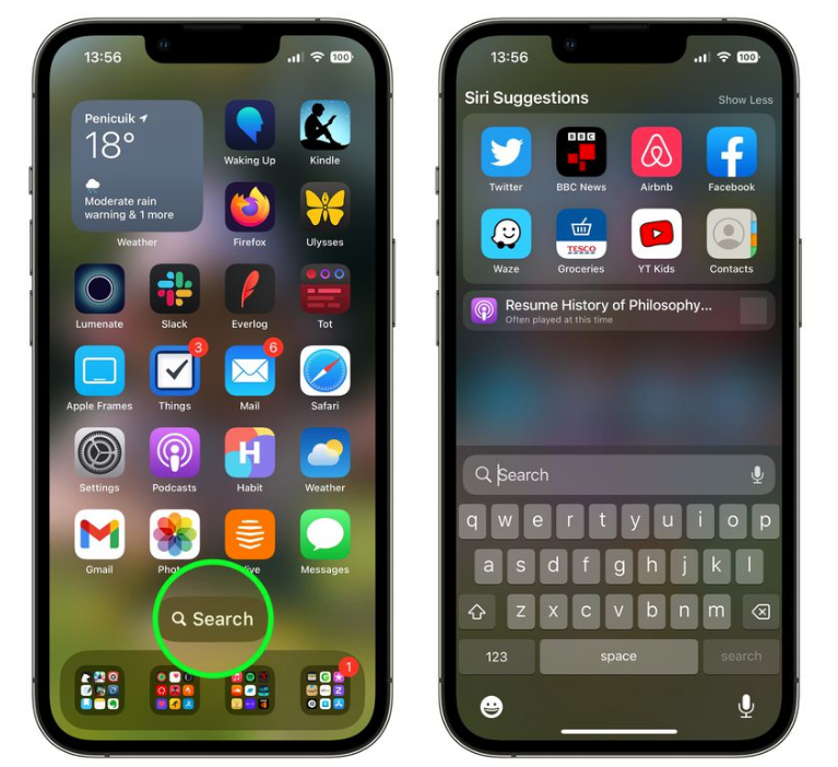天山苹果手机维修分享升级到 iOS 16 后，如何删除主屏幕上的搜索按钮 